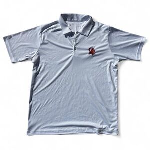 Antigua White Men's Performance Polo with Embroidered Tampa Bay Bucs Logo